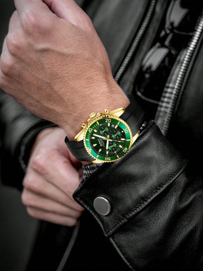 Relógio Dourado Cronógrafo Esportivo Com Pulseira Silicone