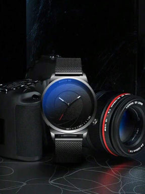 Relógio Masculino Minimalista Com Mostrador Clean E Pulseira Mesh